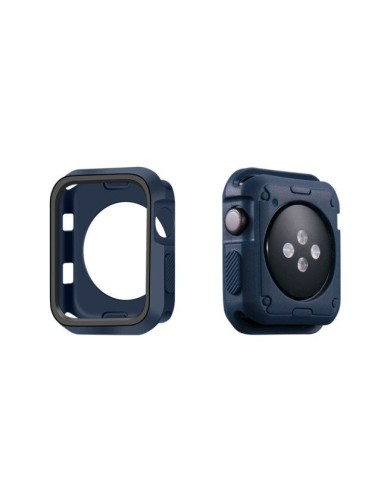 Capa Military Anti-Impacto DoubleColor para Apple Watch SE (2022) 40mm - Azul Escuro / Preto