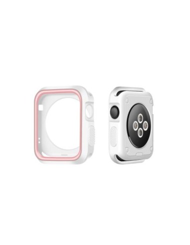 Capa Military Anti-Impacto DoubleColor para Apple Watch SE (2022) 40mm - Branco / Rosa