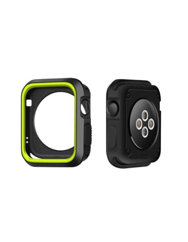 Capa Military Anti-Impacto DoubleColor para Apple Watch Series 3 - 38mm - Preto / Verde Fluorescente