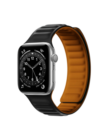 Bracelete Magnetic SmoothSilicone para Apple Watch SE (2022) - 40mm - Preto Laranja