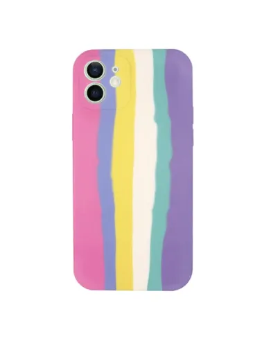 Capa Silicone Líquido Rainbow para iPhone 12