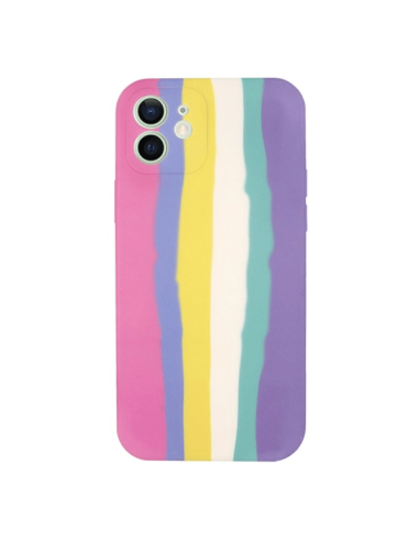 Capa Silicone Líquido Rainbow para iPhone SE New Edition 2020