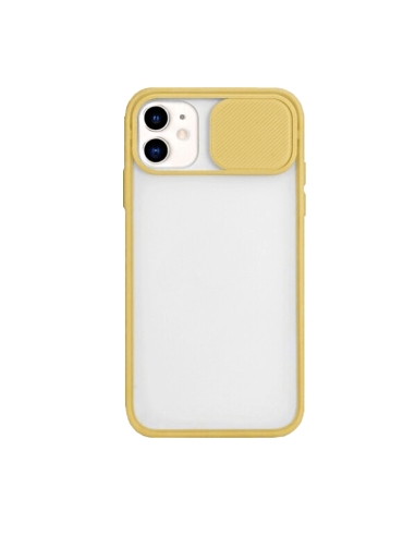 Capa Slide Window Anti Choque Frosted para iPhone 11 Pro Max - Amarelo
