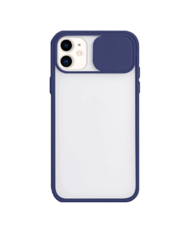 Capa Slide Window Anti Choque Frosted para iPhone 12 - Azul Escuro