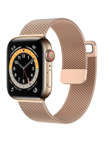 Bracelete Milanese Loop Fecho Magnético para Apple Watch Series 5 - 42mm - Rosa Ouro