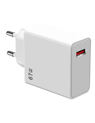 Carregador Turbo Fast Charge 67W 6.7A USB A para Xiaomi - Branco