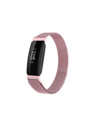 Bracelete Milanese Loop Fecho Magnético para Fitbit Inspire 2 - Rosa