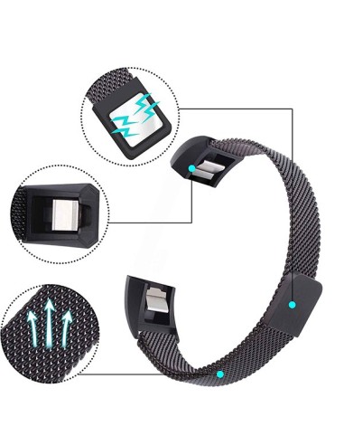 Bracelete Milanese Loop Fecho Magnético para Fitbit Alta /Alta HR/ Alta Ace - Preto