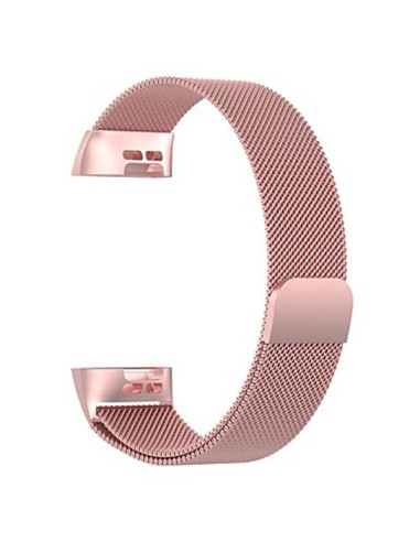 Bracelete Milanese Loop Fecho Magnético para Fitbit Charge 3 / Charge 3 SE - Rosa