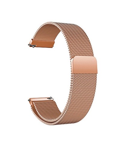 Bracelete Milanese Loop Fecho Magnético para Garmin Fenix 7S - Solar Edition 42mm - Rosa Ouro
