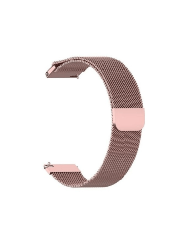 Bracelete Milanese Loop Fecho Magnético para Garmin Fenix 7S – Sapphire Solar Edition 42mm - Rosa Claro