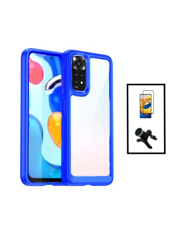 Kit AluminArmor Airbag Protection + Película + Suporte Magnético Reforçado para Xiaomi Redmi Note 11 - Azul Escuro