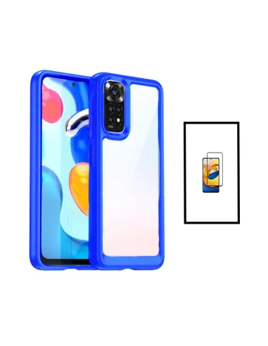 Kit AluminArmor Airbag Protection + Vidro Premium Full Cover para Xiaomi Redmi Note 11 - Azul Escuro