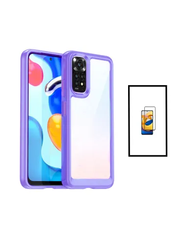 Kit AluminArmor Airbag Protection + Vidro Premium Full Cover para Xiaomi Redmi Note 11 - Transparente/ Lilás