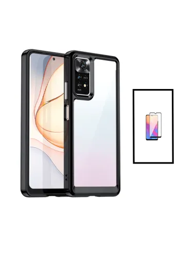 Kit AluminArmor Airbag Protection + Vidro Premium Full Cover para Xiaomi Redmi Note 11 - Transparente/Preto