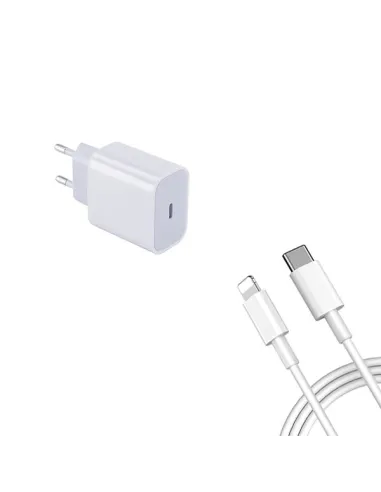 Kit Base Carregador Type C FastCharge 20W + Cabo Usb-C - ios PD MFI para Apple iPhone 14 - Branco