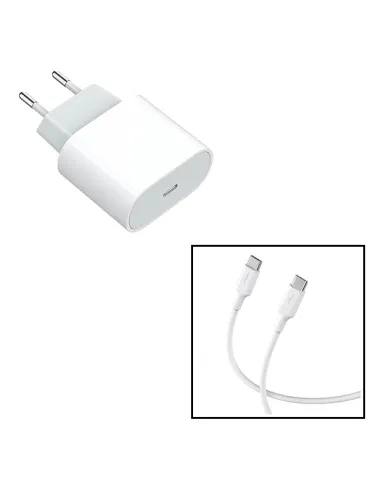 Kit Base Carregador Type C FastCharge 20W + Cabo 60W 3.0A 1m PD Lekus para Apple iPhone 15 Pro Max - Branco