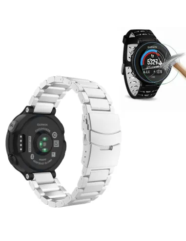 Kit Bracelete Aço Stainless Lux + Película para Garmin Forerunner 230 - Cinza