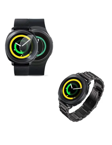 Kit Bracelete Aço Stainless Lux + Película para Samsung Gear S3 Classic - Preto