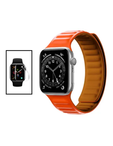 Kit Bracelete Magnetic SmoothSilicone + Película de Hydrogel para Apple Watch Series 3 - 38mm - Laranja