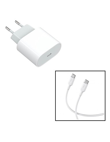 Kit Base Carregador Type C FastCharge 20W + Cabo de Carga 60W 3.0A 1m Type C - Type C com Tecnologia PD Lekus para Apple iPad Pr