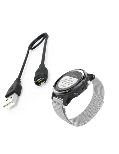 Kit Bracelete Milanese Loop Fecho Magnético + Carregador para Garmin Forerunner 645 - Cinza