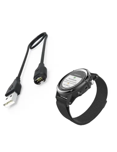 Kit Bracelete Milanese Loop Fecho Magnético + Carregador para Garmin Forerunner 645 - Preto