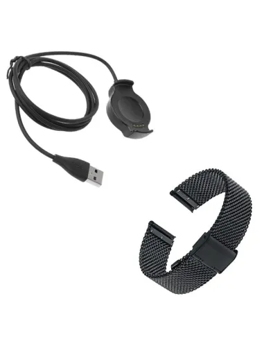 Kit Bracelete Milanese Loop Fecho Magnético + Carregador para Huawei Watch 2 - Preto