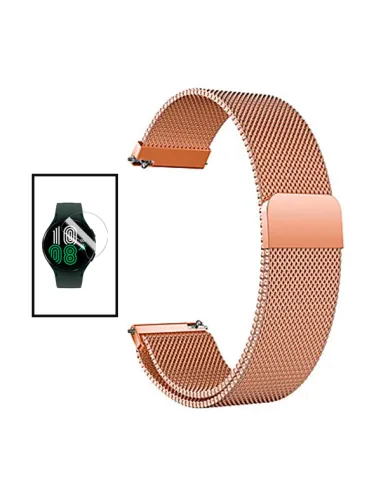 Kit Bracelete Milanese Loop Fecho Magnético + Película de Gel Full Cover para Huawei Watch GT Runner - Rosa / Transparente