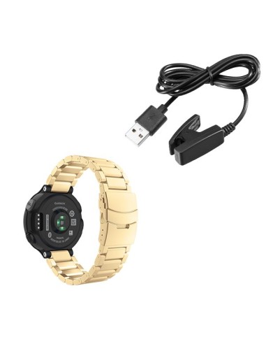 Kit Bracelete Aço Stainless Lux + Ferramenta + Carregador Usb Charger para Garmin Forerunner 630 - Ouro