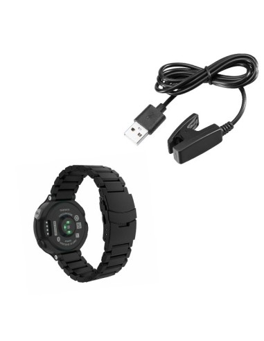 Kit Bracelete Aço Stainless Lux + Ferramenta + Carregador Usb Charger para Garmin Forerunner 630 - Preto