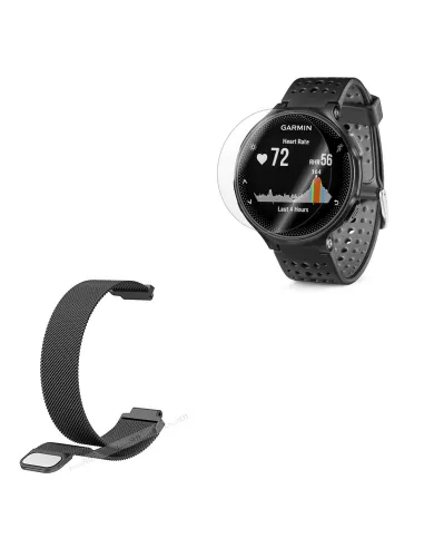 Kit Bracelete Milanese Loop Fecho Magnético + Película para Garmin Forerunner 230 - Preto