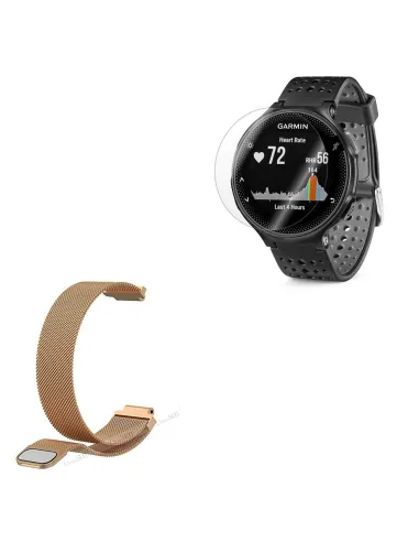 Kit Bracelete Milanese Loop Fecho Magnético + Película para Garmin Forerunner 230 - Rosa