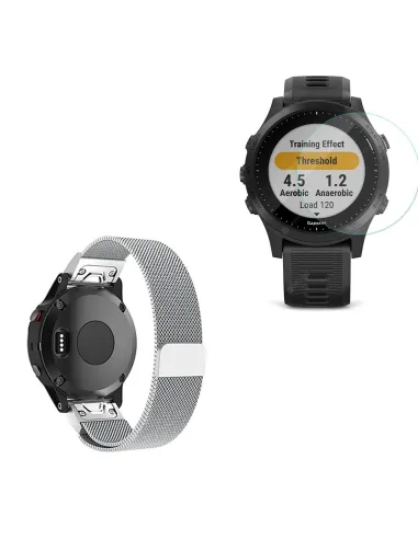 Kit Bracelete Milanese Loop Fecho Magnético + Película para Garmin Forerunner 935 - Cinza