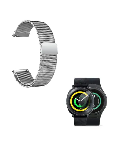 Kit Bracelete Milanese Loop Fecho Magnético + Película para Samsung Gear S3 Classic - Cinza