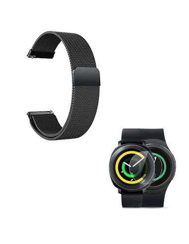 Kit Bracelete Milanese Loop Fecho Magnético + Película para Samsung Gear S3 Classic - Preto