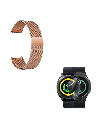 Kit Bracelete Milanese Loop Fecho Magnético + Película para Samsung Gear S3 Classic - Rosa