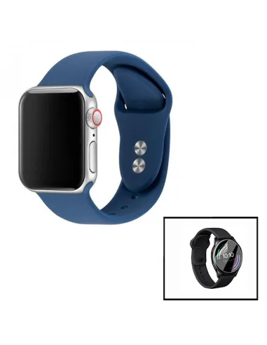 Kit Bracelete SmoothSilicone (Sem Fivela) + Película Hydrogel para AmazFit GTR 47mm - Azul Escuro