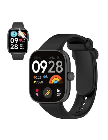 Kit Bracelete SmoothSilicone + Película de Hydrogel  para Xiaomi Redmi Watch 4 - Preto