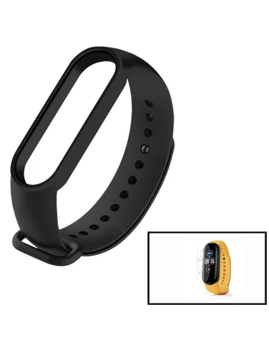 Kit Bracelete SmoothSilicone + Película Hydrogel para Xiaomi Mi Band 6 - Preto