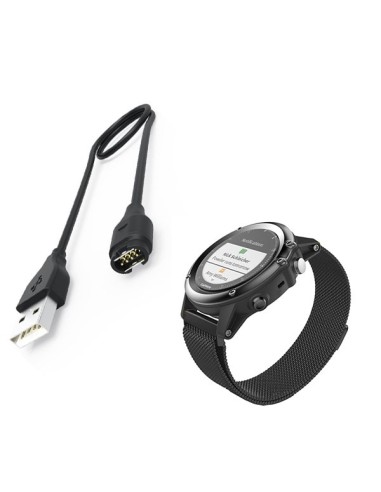 Kit Bracelete Milanese Loop Fecho Magnético + Carregador Usb Charger para Garmin VivoActive 3 - Preto
