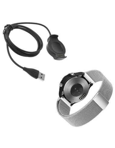 Kit Bracelete Milanese Loop Fecho Magnético + Carregador Usb Charger para Huawei Watch 2 Pro - Cinza