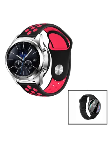 Kit Bracelete SportyStyle + Película de Fenix 6S Standard - 42mm - Preto / Vermelho