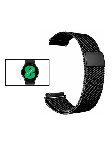 Kit Bracelete Milanese Loop Fecho Magnético + Película de Vidro 3D para Xiaomi Watch S1 - Preto / Transparente