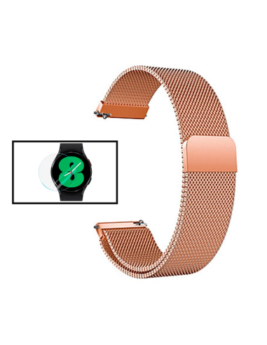 Kit Bracelete Milanese Loop Fecho Magnético + Película de Vidro 3D para Xiaomi Watch S1 - Rosa / Transparente