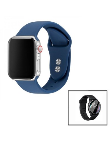 Kit Bracelete SmoothSilicone (Sem Fivela) + Película Hydrogel para Huawei Watch 3 Pro Elite - Azul Escuro
