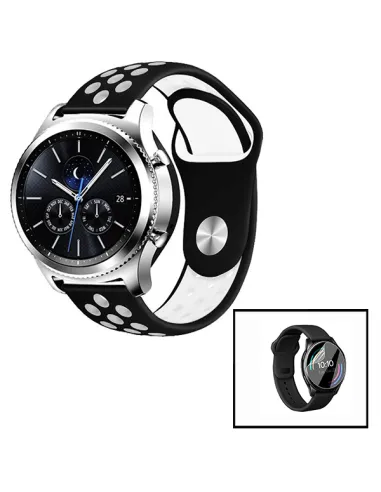 Kit Bracelete SportyStyle + Película de Hydrogel para Huawei Watch 3 Elite - Preto / Branco