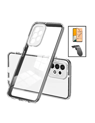 Kit Capa 360 Airbag + CeramicGlass Full Cover + Suporte L para Samsung Galaxy A13 - Transparente