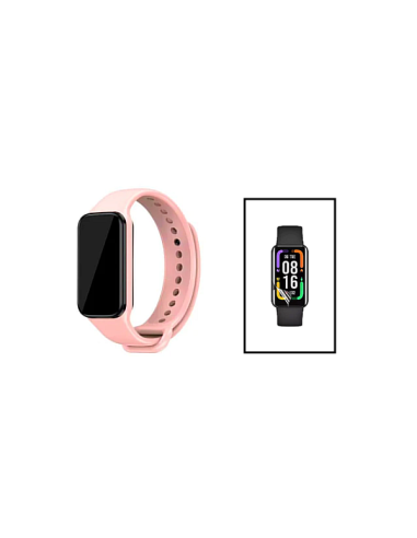 Kit Bracelete SmoothSilicone Com Fivela + Película de Hydrogel para Xiaomi Redmi Smart Band 2 - Rosa