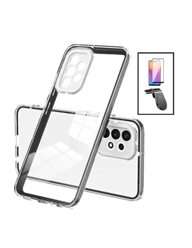 Kit Capa 360 Airbag + Suporte L + Vidro Full Cover para Samsung Galaxy A13 - Transparente